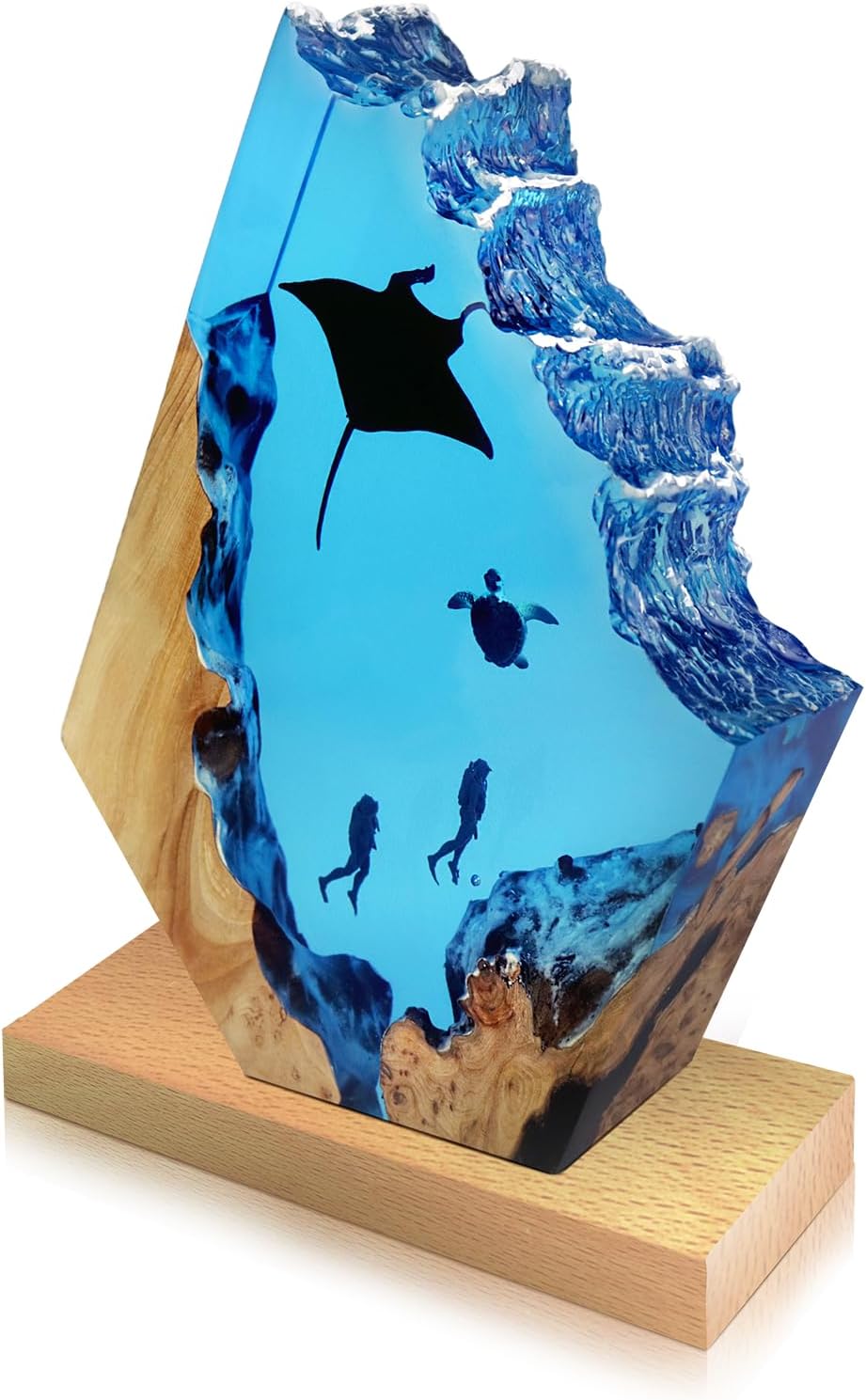 Epoxy Resin Lamp, Ocean Night Light, Artistry Home Decor Bedside Nightlight, Unique Resin Lighting, Nightstand Decorations for Bedroom…