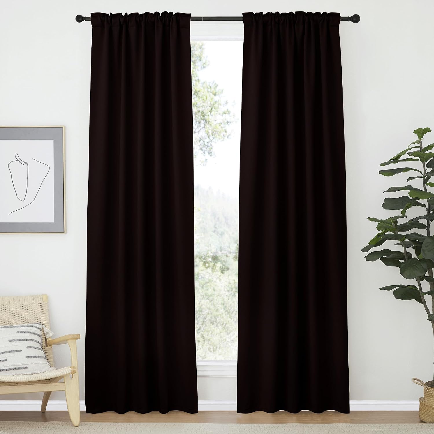 Nicetown Living Room Darkening Curtains - (Toffee Brown Color) W42 x L70, Set of 2, Home Decor Room Darkening Thermal Insulated Drapery Pan…