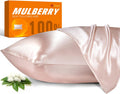 Jjimoo 100% Mulberry Silk Pillowcase for Hair and Skin, 22 Momme Pure Natural Silk Pillow Case Both Sided with Zipper, Pillow Cover for Wom…