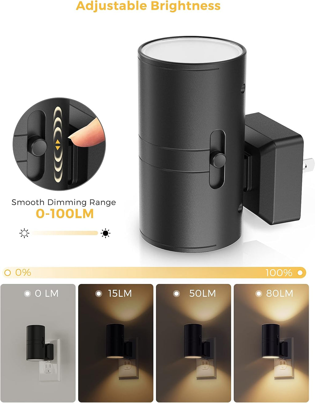 L LOHAS LED Night Light Plug in, 4 Pack, Dimmable Night Lights Plug into Wall, Light Sensor Nightlight, Soft White 3000K with Black…