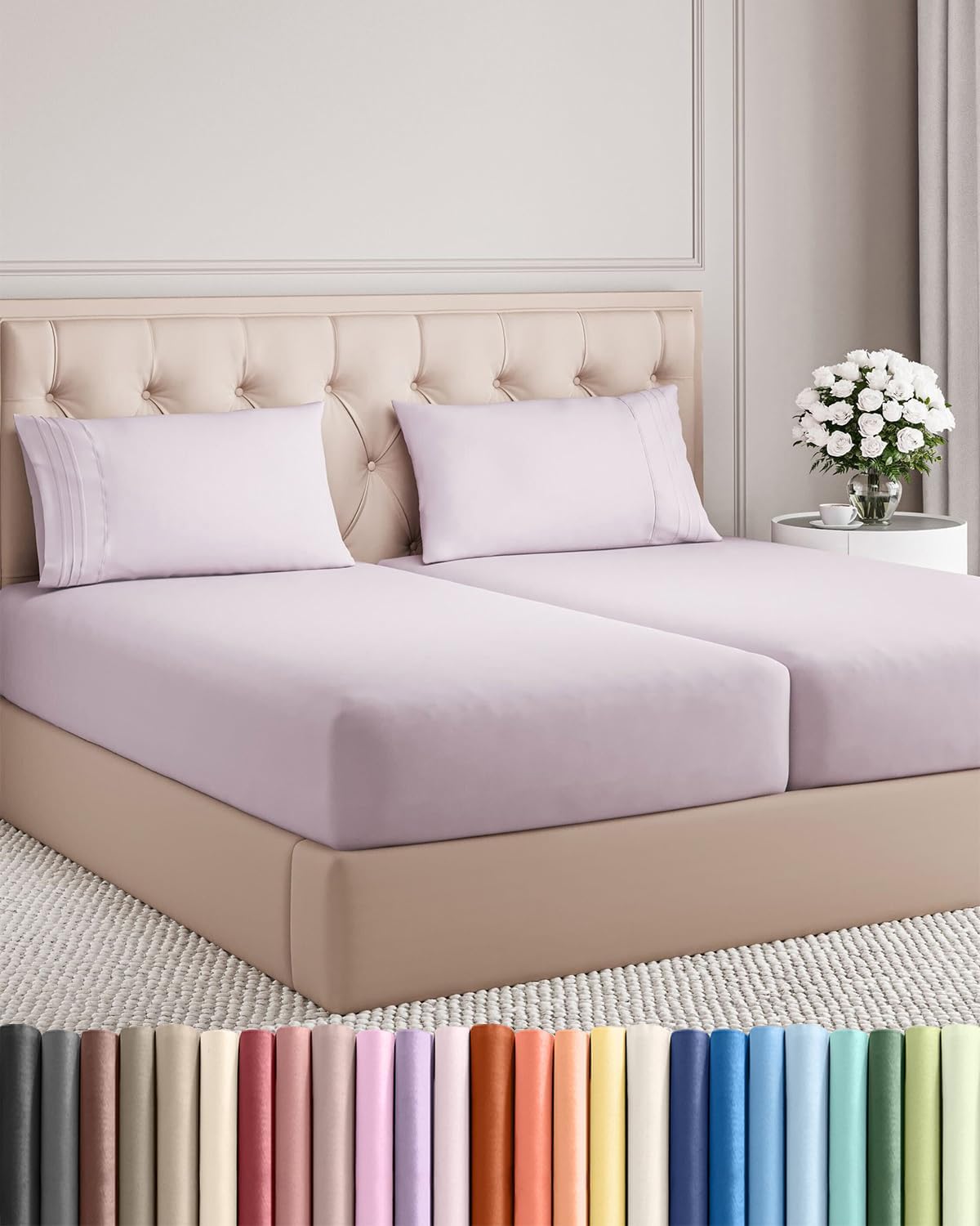 Split King Size 5 Piece Sheet Set - Comfy Breathable & Cooling Sheets - Hotel Luxury Bed Sheets for Women & Men - Deep Pockets, Easy-Fit…
