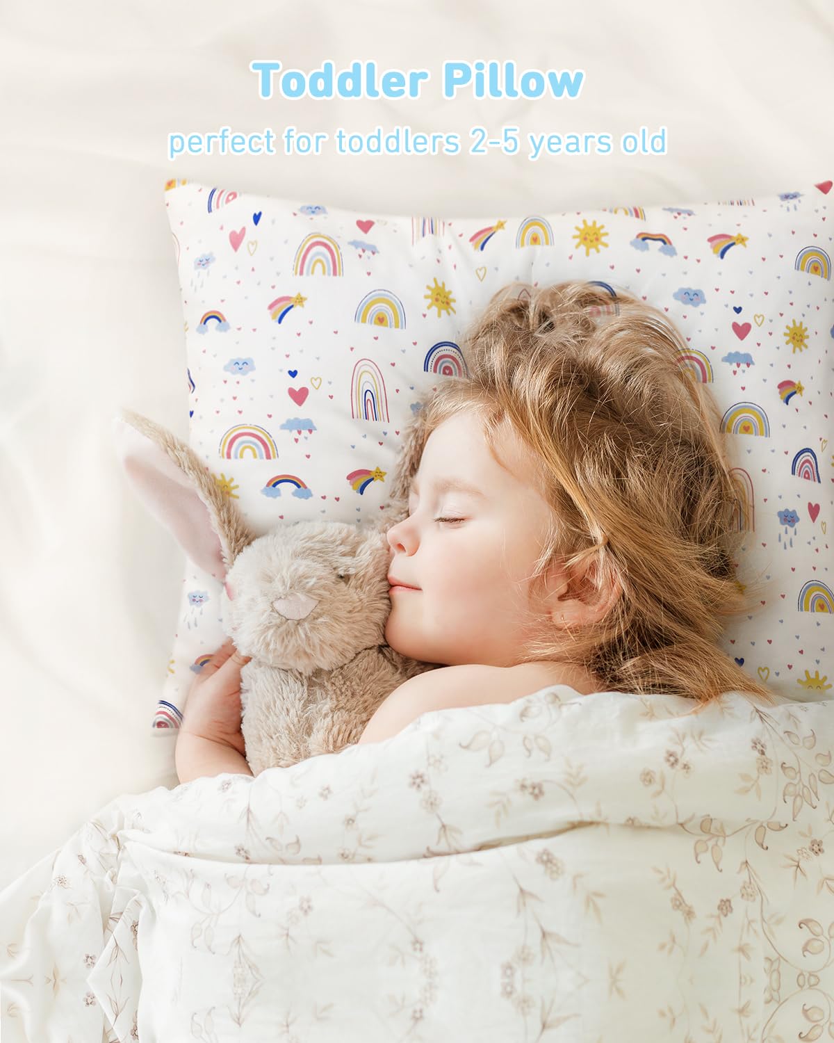 Babebay Toddler Pillow,13X18 Soft Toddler Pillows for Sleeping, Machine Washable Kids Pillow with Cotton Pillowcase, Perfect for Travel…