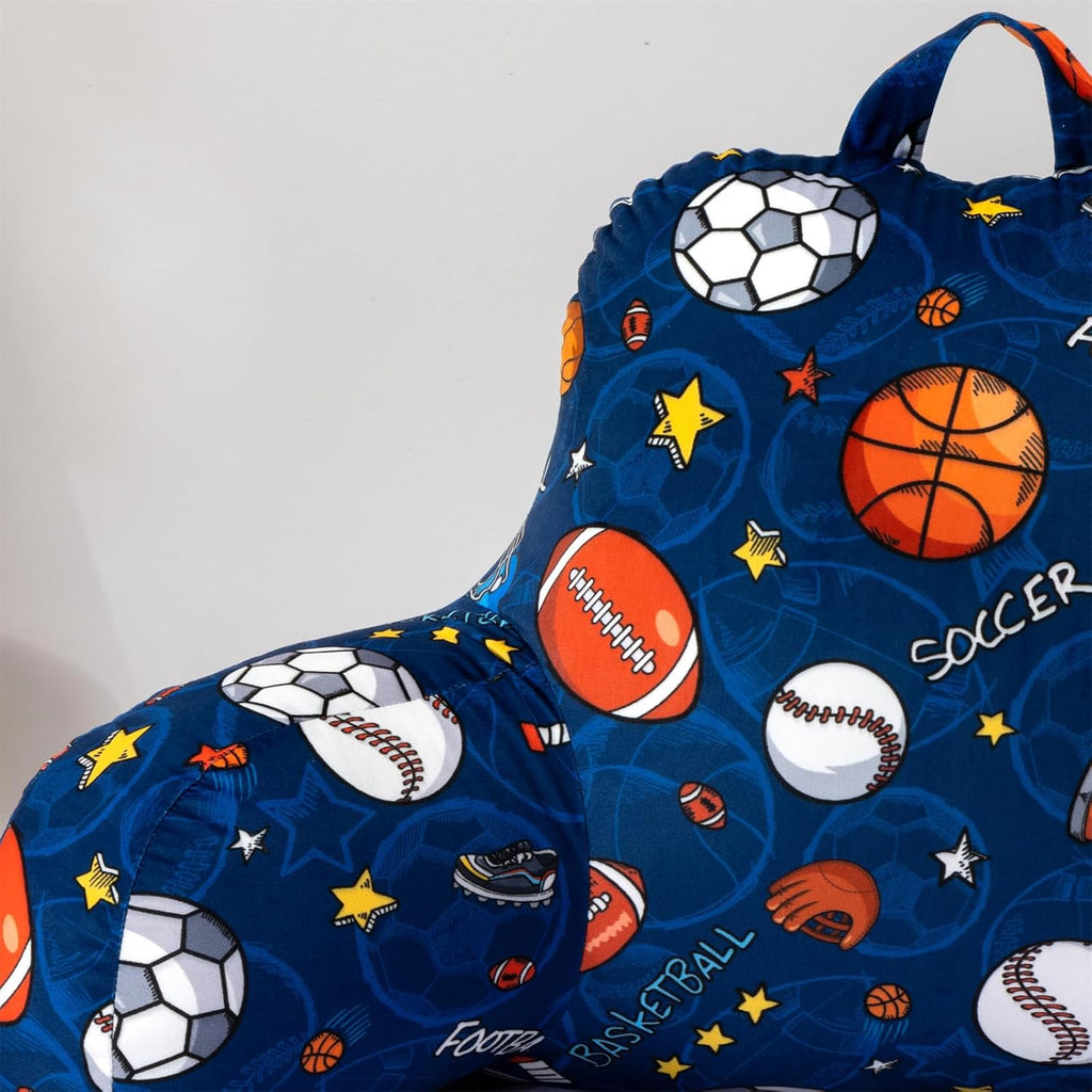 Holawakaka Reading Pillow with Arms, Sports Baseball Basketball Rugby Print Plush Bed Rest Pillows for Kids Teens Sitting in Bed, Sofa, Chai…