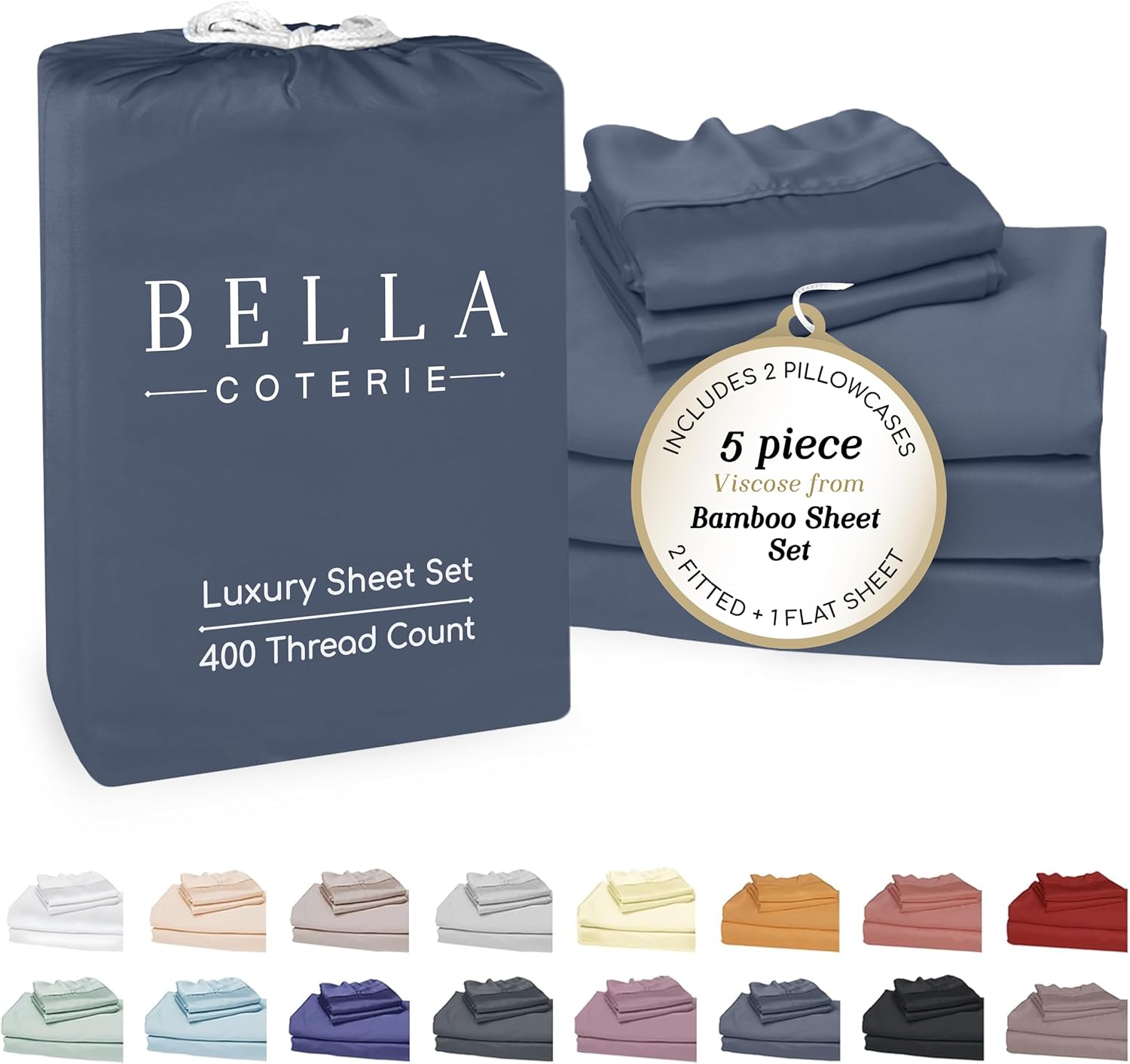 Bella Coterie Luxury Bamboo Viscose Split King Size Sheet Set | 2 Fitted Sheets for Sleep Number & Adjustable Beds | 100% Organically…