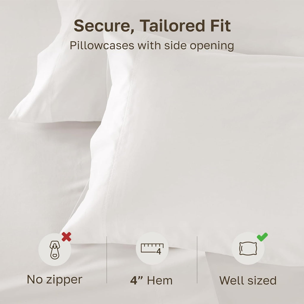 CaliforniaDesignDen California Design Den Luxuriously Soft 100% Cotton Pillowcases Queen Size Set of 2-600 Thread Count Sateen, Fits Standa…