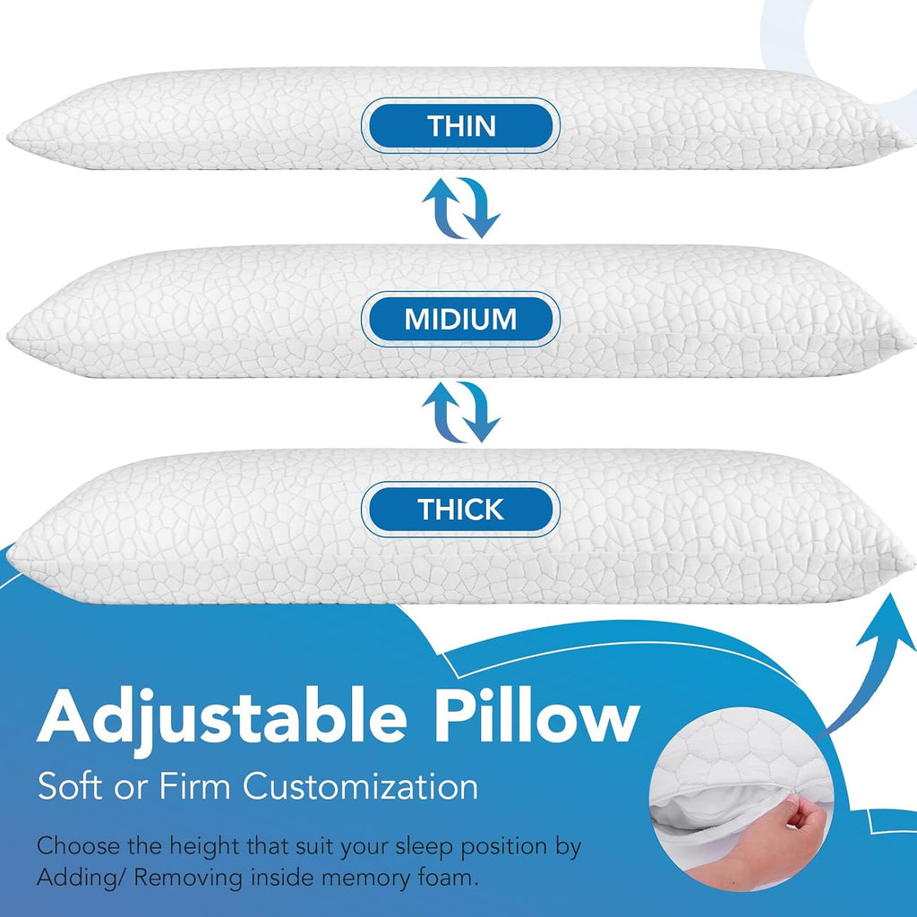 Supamodern SUPA MODERN Cooling Bed Pillows for Sleeping 1 Pack Shredded Memory Foam Pillows Adjustable Cool Pillow for Side Back Stomach Sl…