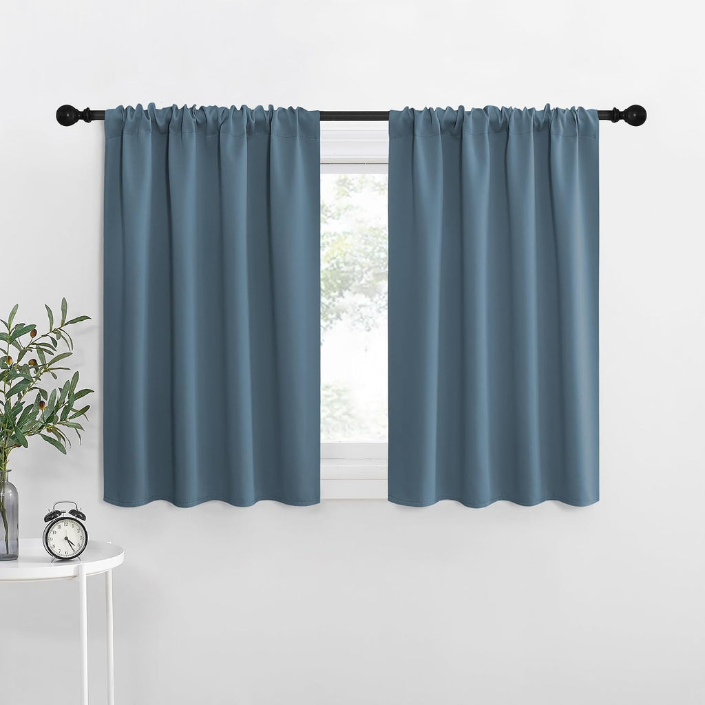 NICETOWN RV Blackout Curtains for Camper Windows, Smoky Blue, 42" x 36", Set of 2, Kitchen Curtains, Short Blackout Drapes, Thermal…
