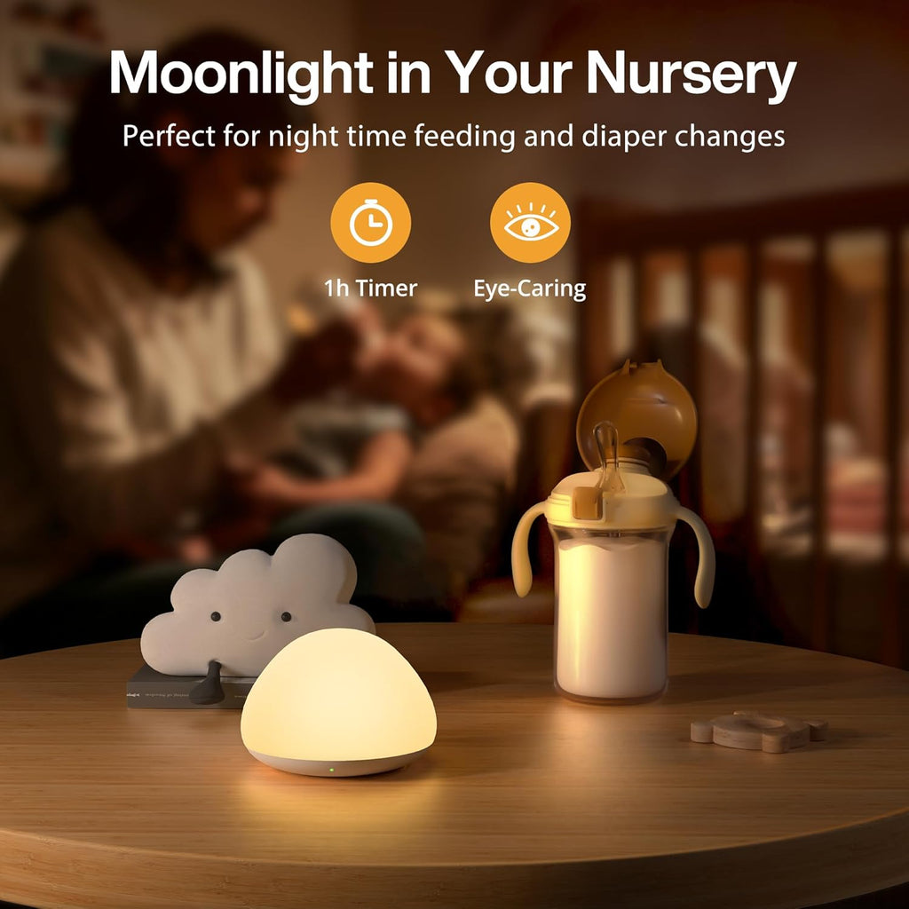 Baby Night Light for Nursery, Soft Silicone Tap Control Night Lamp with 8 Color Changing, Stepless Dimming, Rechargeable Portable Night…