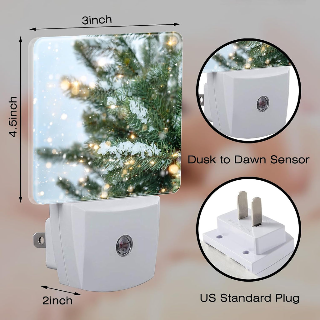 Winter Snow Pine Tree Night Light, Glitter Christmas Tree Dusk to Dawn Night Light Plug in, 0.5w Energy Saving Sleep Friendly NightLight…