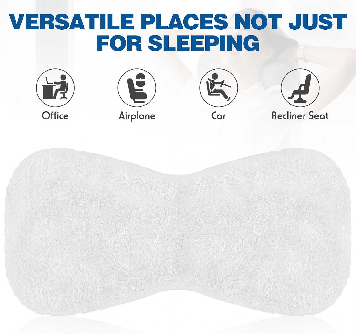 Colingmill 1 Pc Neck Pillow for Recliner Headrest Pillow Bone Shaped Chair Plush with Adjustable Strap Neck Support and Curve Head Cushion…