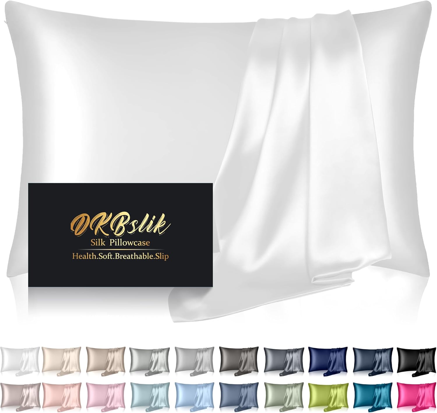 Home Silk Pillowcase for Hair and Skin, Mulberry Silk Pillow Cases King Size, Anti Acne Cooling Sleep Both Sides Natural Silk Satin Pillow…