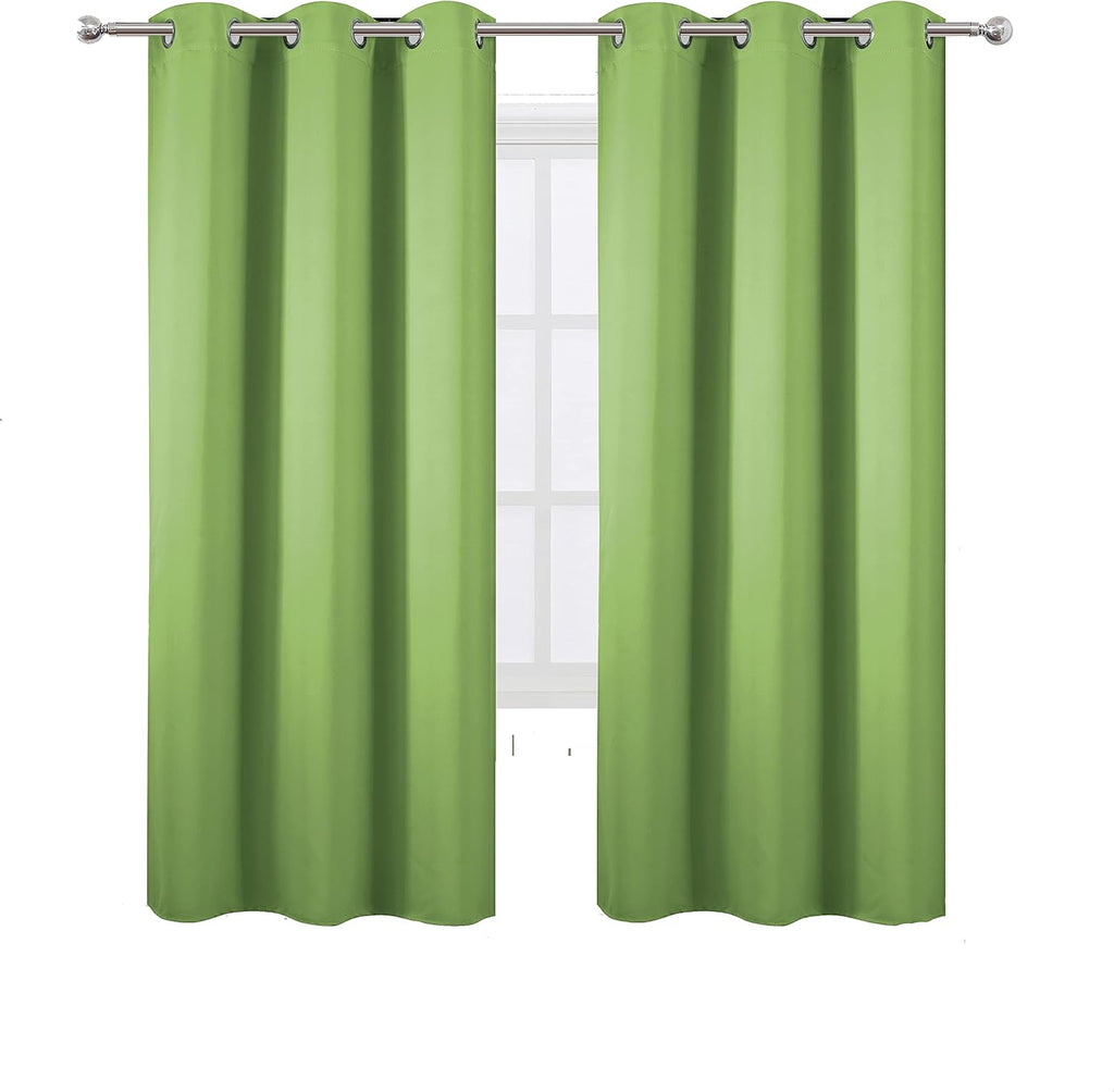 Lemomo Light Green Thermal Blackout Curtains/42 x 72 Inch/Set of 2 Panels Room Darkening Curtains for Bedroom 72 Inch Green