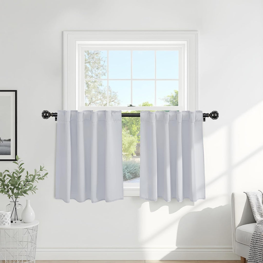 Ponydance PONY DANCE White Curtains for Small Window Energy Efficiency Room Darkening Curtains for Kids Nursery/Dining Room/Bathroom, W 34…