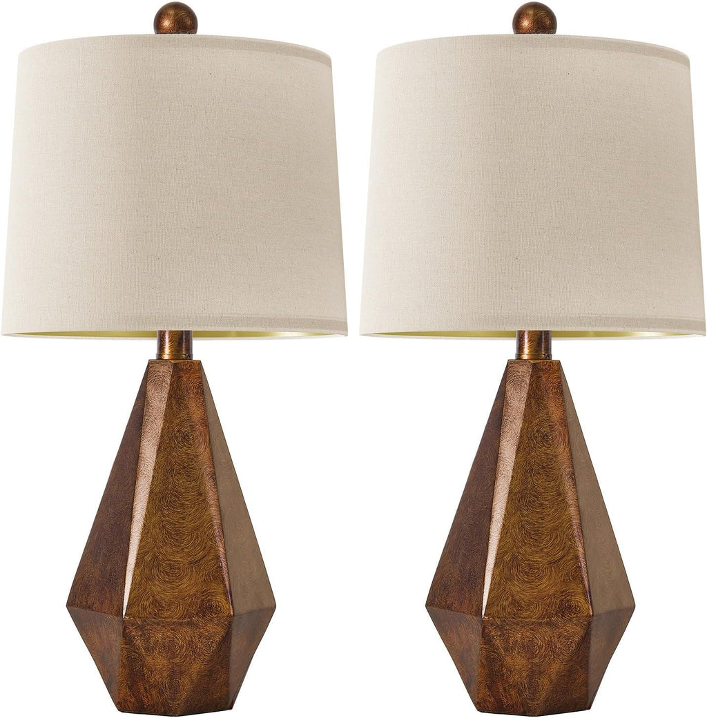 PoKat 20.25" Golden Brown Table Lamps Set of 2 for Night Stands, Vintage Bedroom Lamps for Bedroom Living Room, Retro Bedside Lamps for…