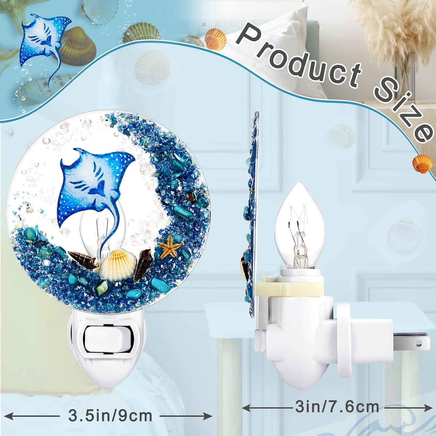 Hortsun Plug in Seashell Night Light Ocean Sea Animal Decorative Night Light Plug in Beach Lamps Vintage Ocean Lamps for Adult for Home…