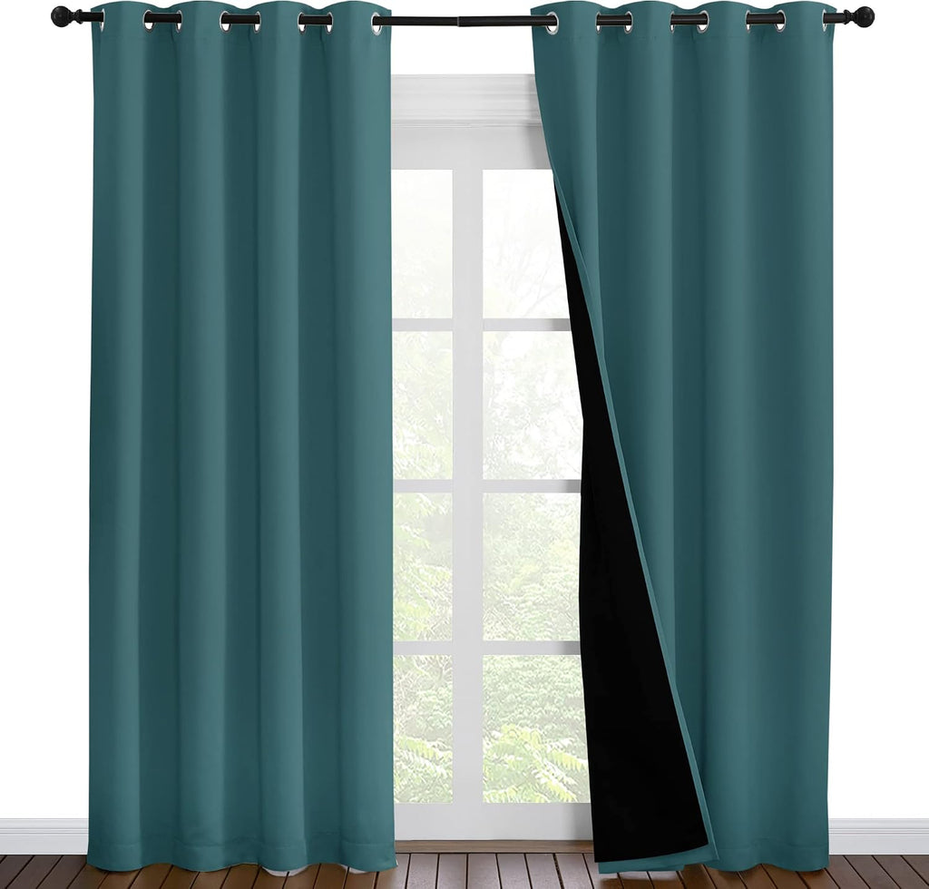 Nicetown Complete 100% Blackout Curtain Set, Thermal Insulated & Energy Efficiency Window Draperies for Guest Room, Full Shading Panels for…