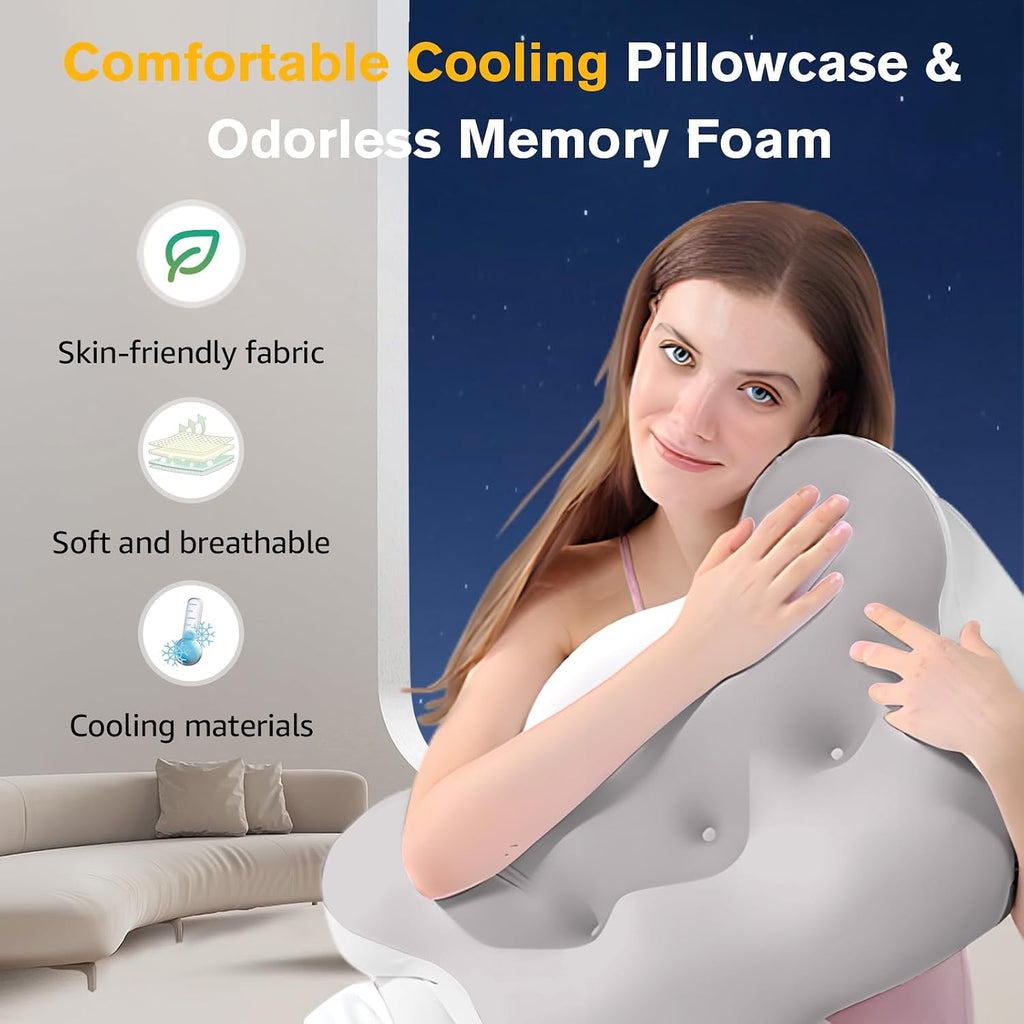 thyHomeHappyLife Cervical Neck Pillow, Pillows for Neck and Shoulder Pain, Contour Pillow, Neck Pillows, Pillow for Neck, Side Sleeper…