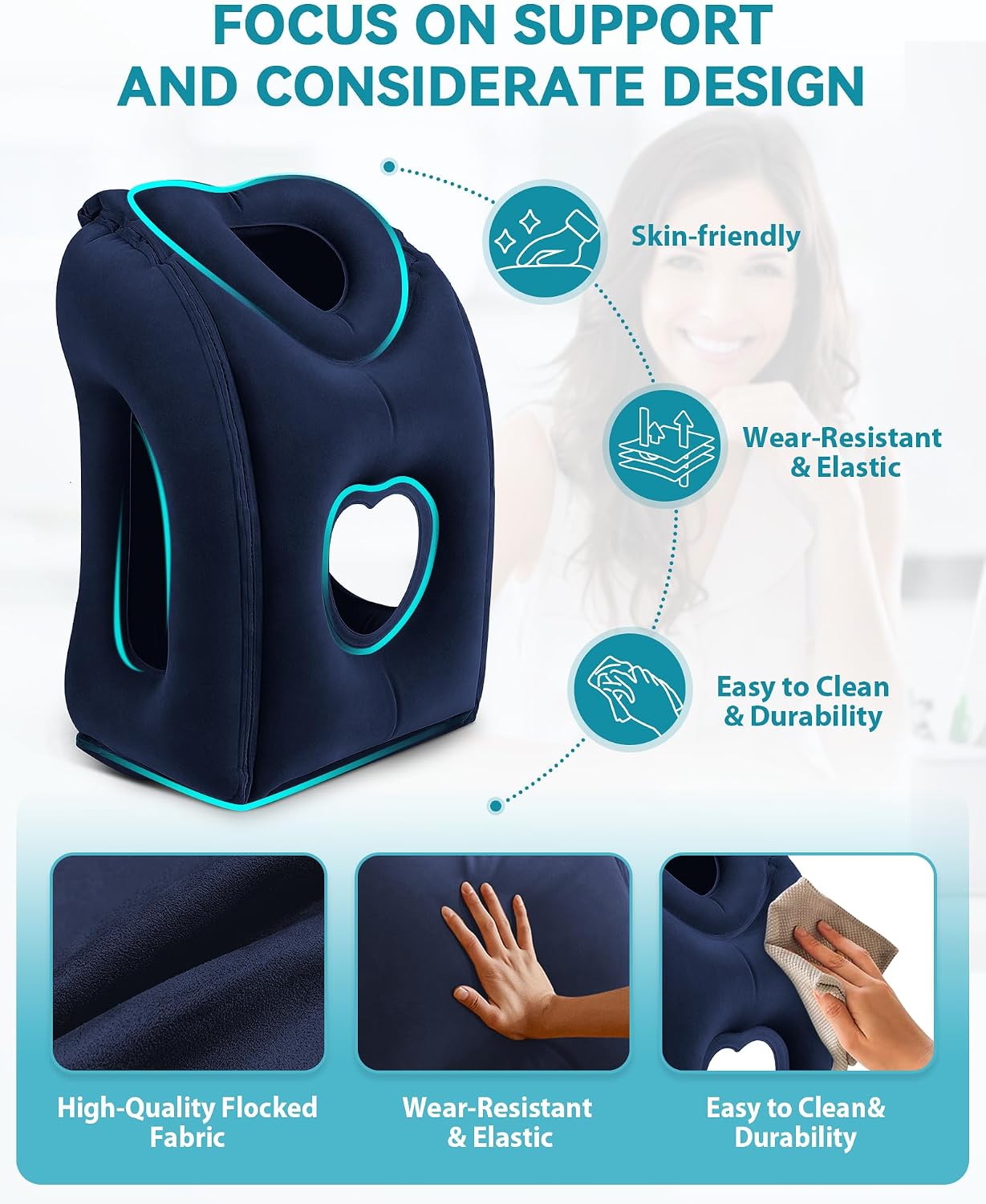 Travel Pillow, Inflatable Airplane Pillow for Sleeping Comfortably Supports Head and Chin for Airplane, Car, Bus and Office