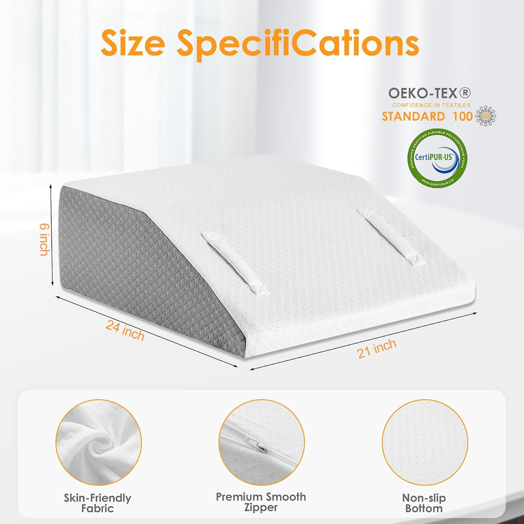 Ruqmuis Leg Elevation Pillow for After Surgery, 6inch Foam Leg Elevating Pillow for Swelling and Blood Circulation, Leg Wedge Pillow for Sl…