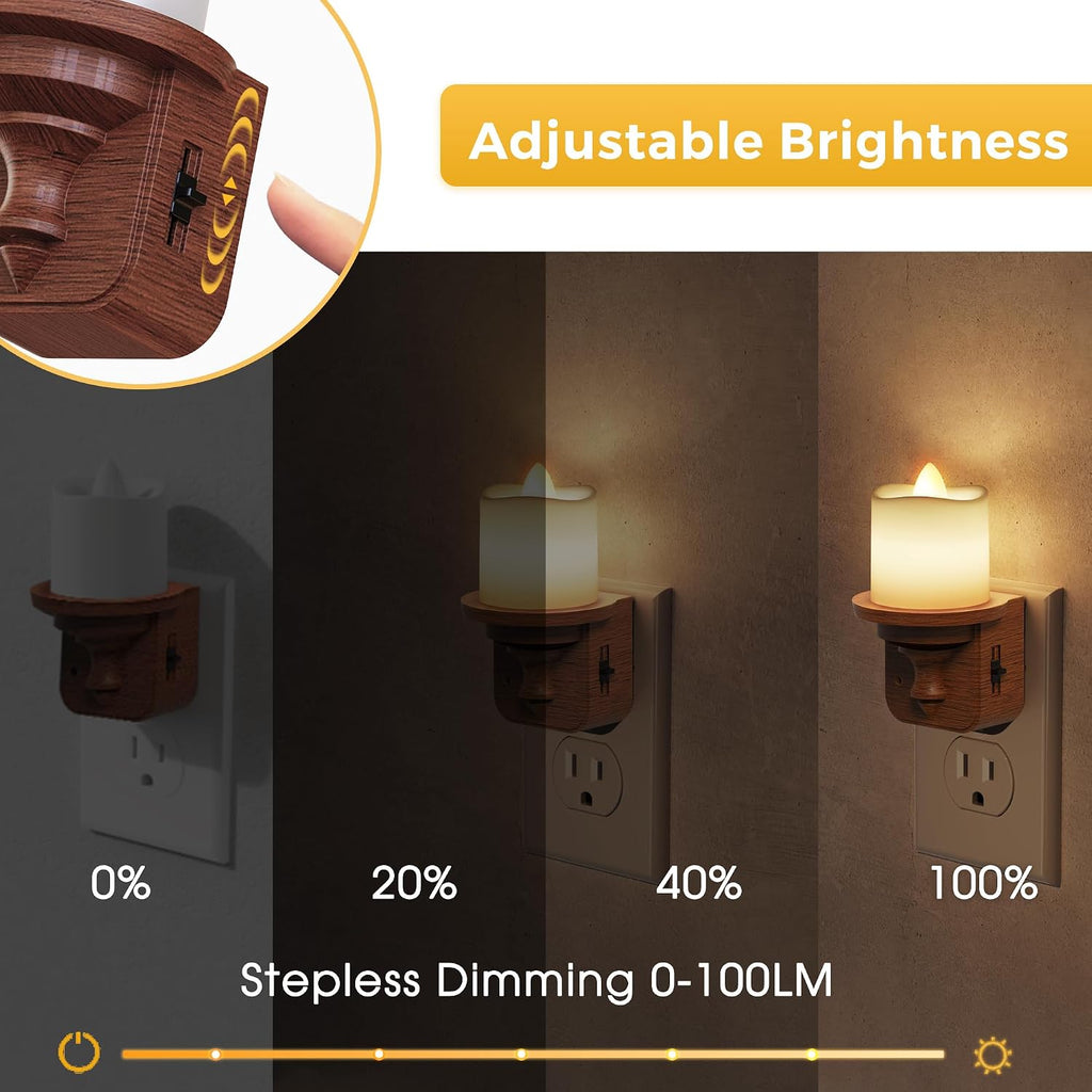 L LOHAS LED Night Light, 2 Pack Flameless Candle Night Light Plug in, Dusk to Dawn Sensor, 0-100LM Dimmable Nightlight, 3000K Soft White…