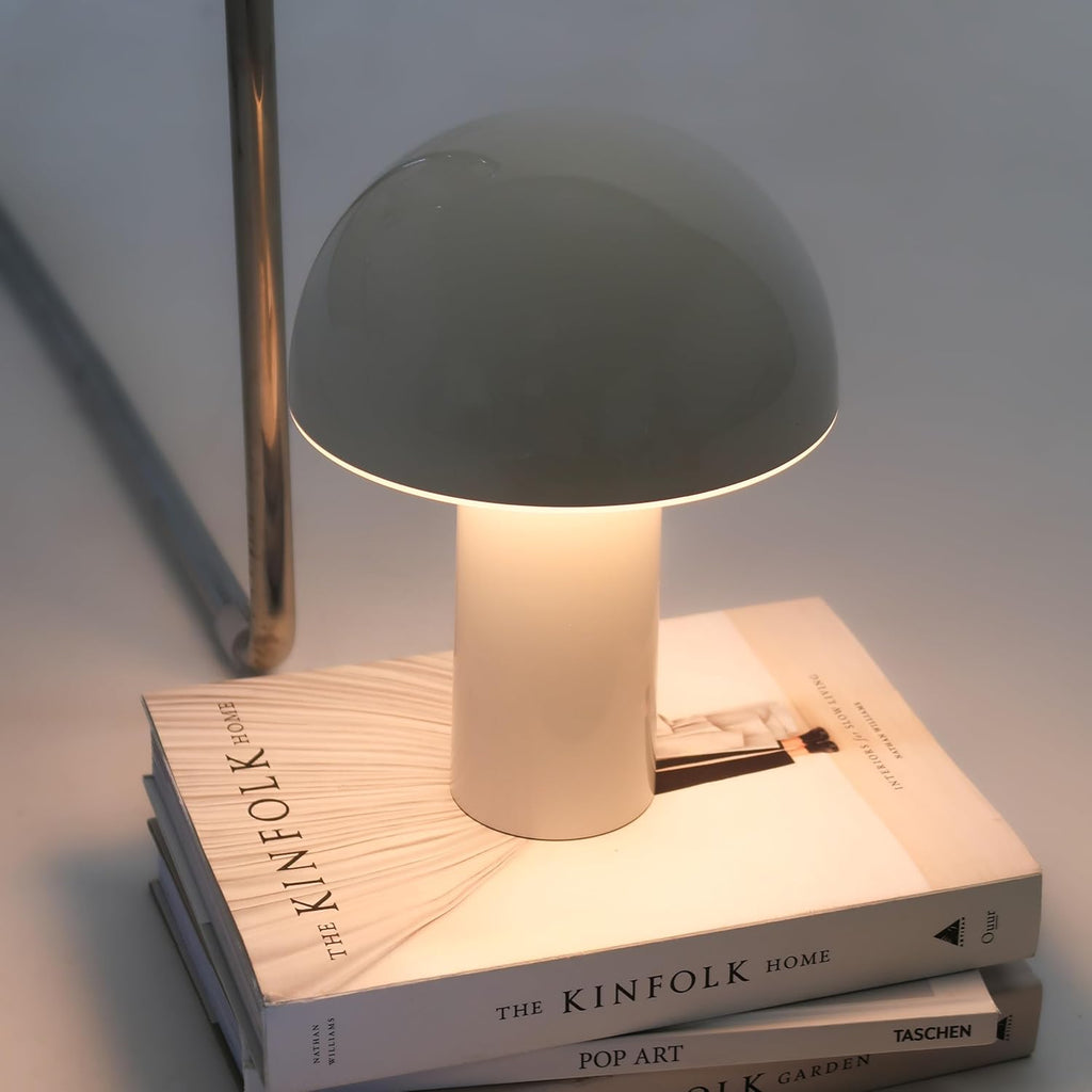 Brightech Celia Table Lamp – 10" Touch-Controlled Mushroom Small Lamp, Cordless & Dimmable LED, Portable Bedside Night Light, Sustainable M…