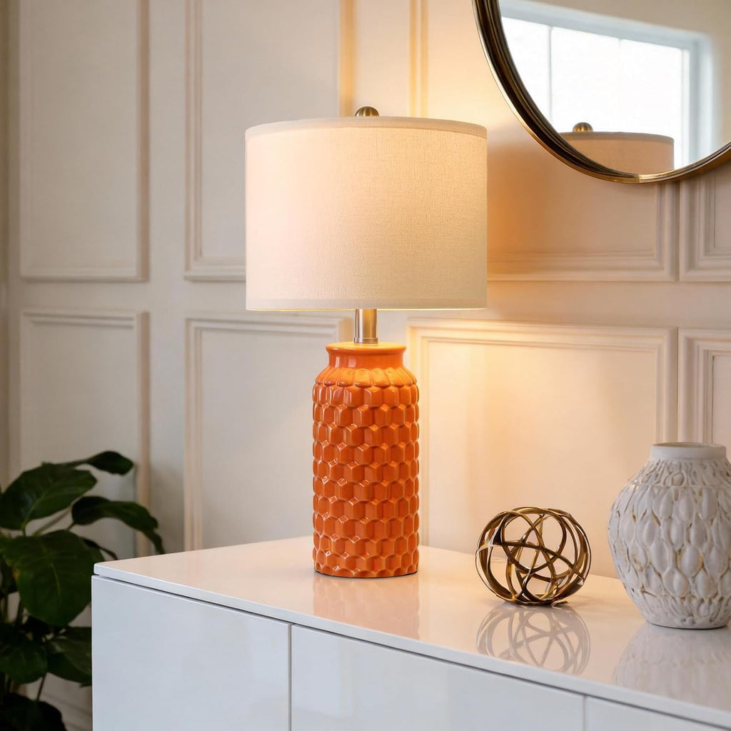 USumkky 20.5" Ceramic Table Lamps Set of 2, Modern Farmhouse Boho Bedside Lamps for Bedroom, Nightstand Lamps for Living Room End Tables…