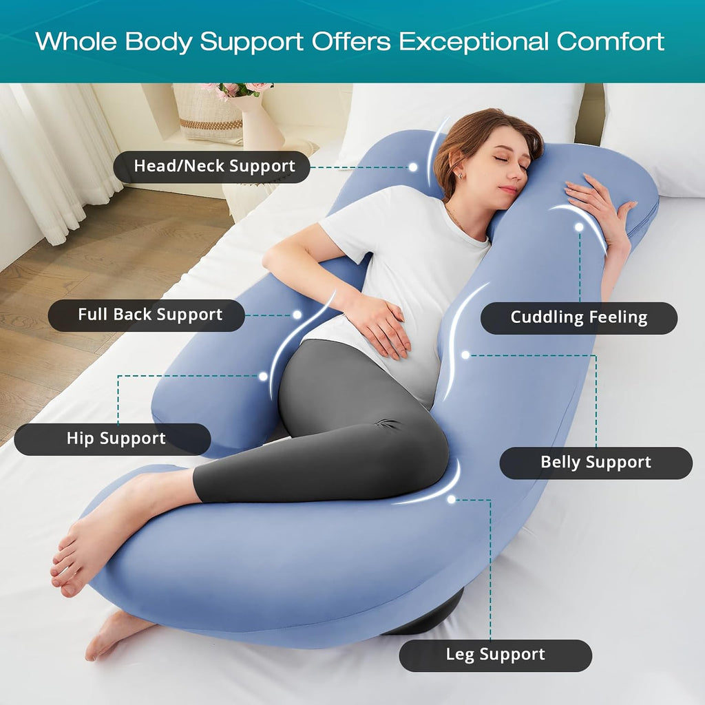 Sasttie Pregnancy Pillows for Sleeping, U Shaped Cooling Full Body Pillow with Removable Cover, Pregnant Women Must Haves, Maternity Essent…