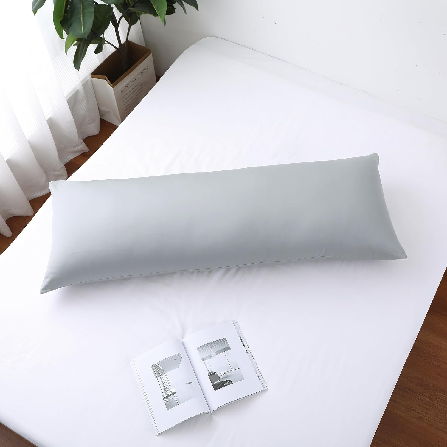 ShunjieHome 100% Egyptian Cotton Body Pillow Cover Long Pillow Case, 600 Thread Count Bed Pillow Protector with Zipper, Sateen Weave Coolin…