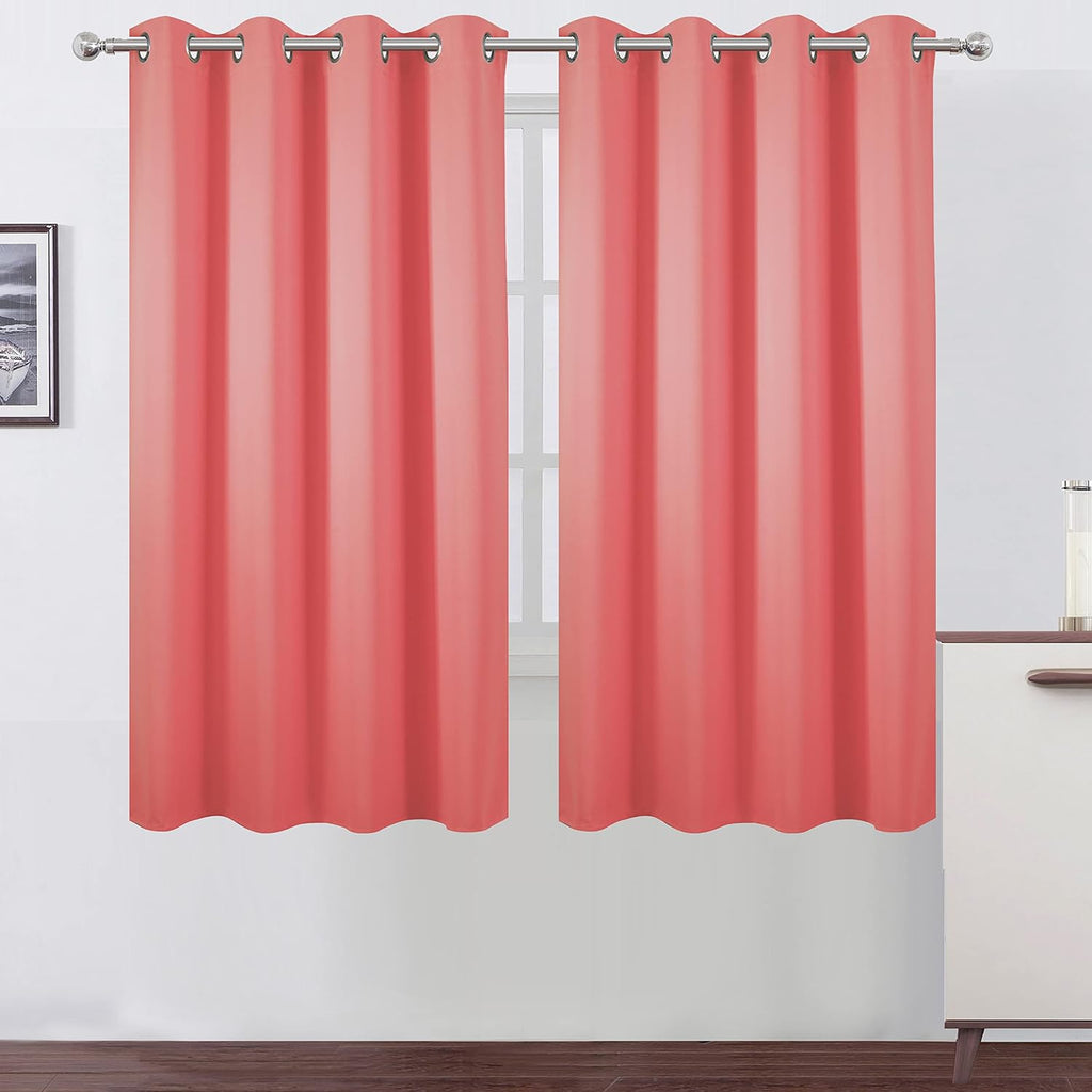 Lemomo Coral Blackout Curtains 52 x 63 Inch Length/Set of 2 Curtain Panels/Thermal Insulated Room Darkening Blackout Curtains for Bedroom 6…