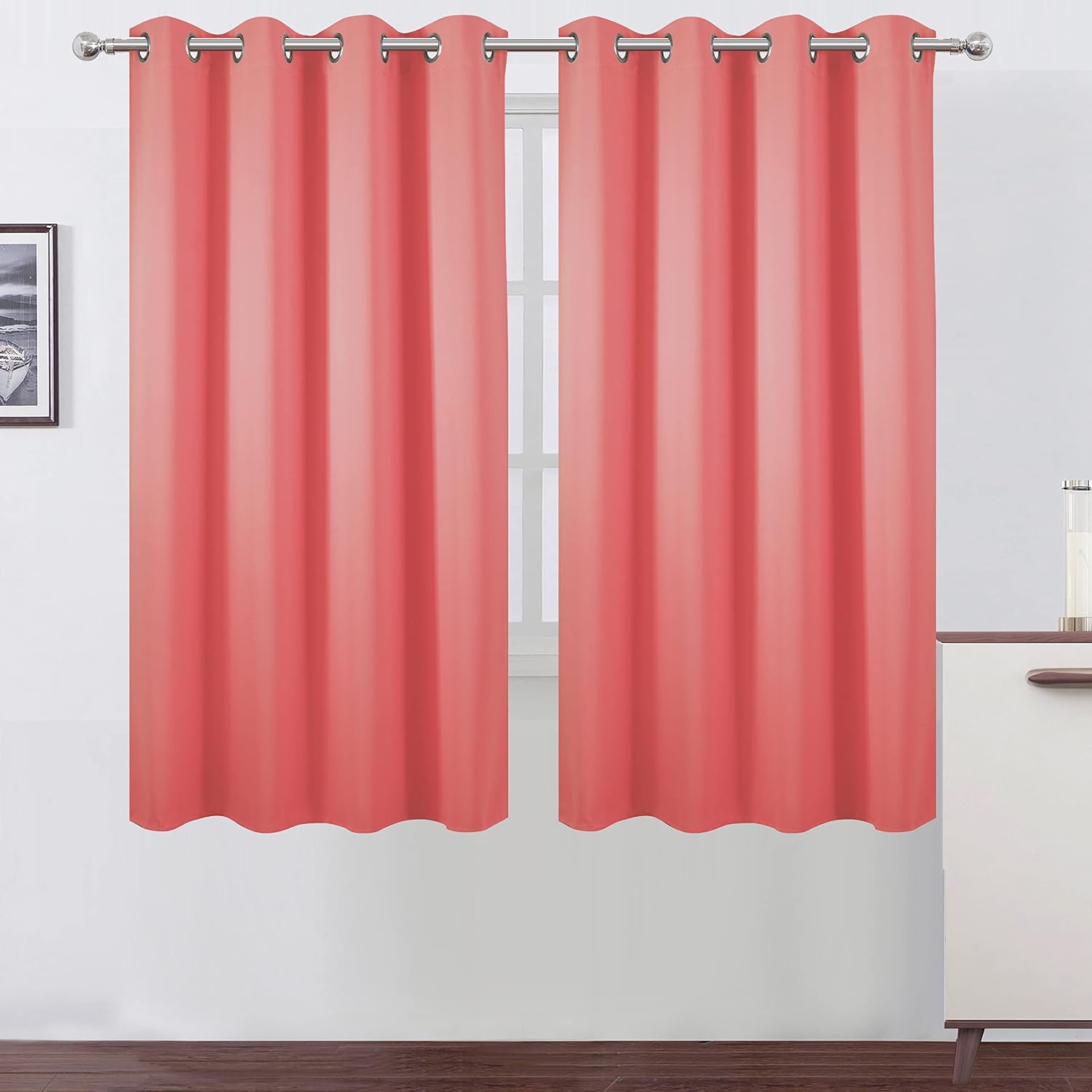 Lemomo Coral Blackout Curtains 52 x 63 Inch Length/Set of 2 Curtain Panels/Thermal Insulated Room Darkening Blackout Curtains for Bedroom 6…