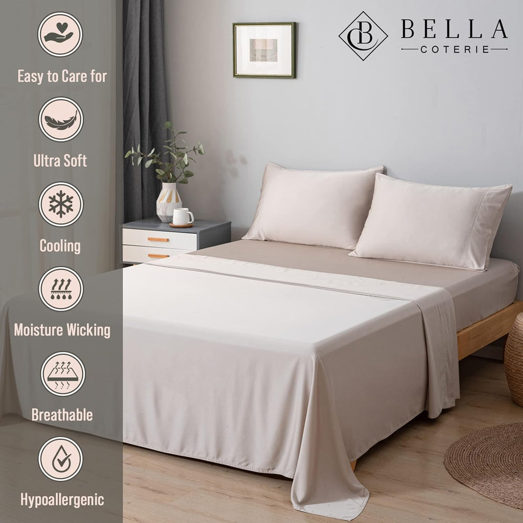 Bella Coterie Luxury Bamboo Viscose Twin XL Size Sheet Set | 100% Organically Grown | Ultra Soft | Cooling for Hot Sleepers | 18" Deep…