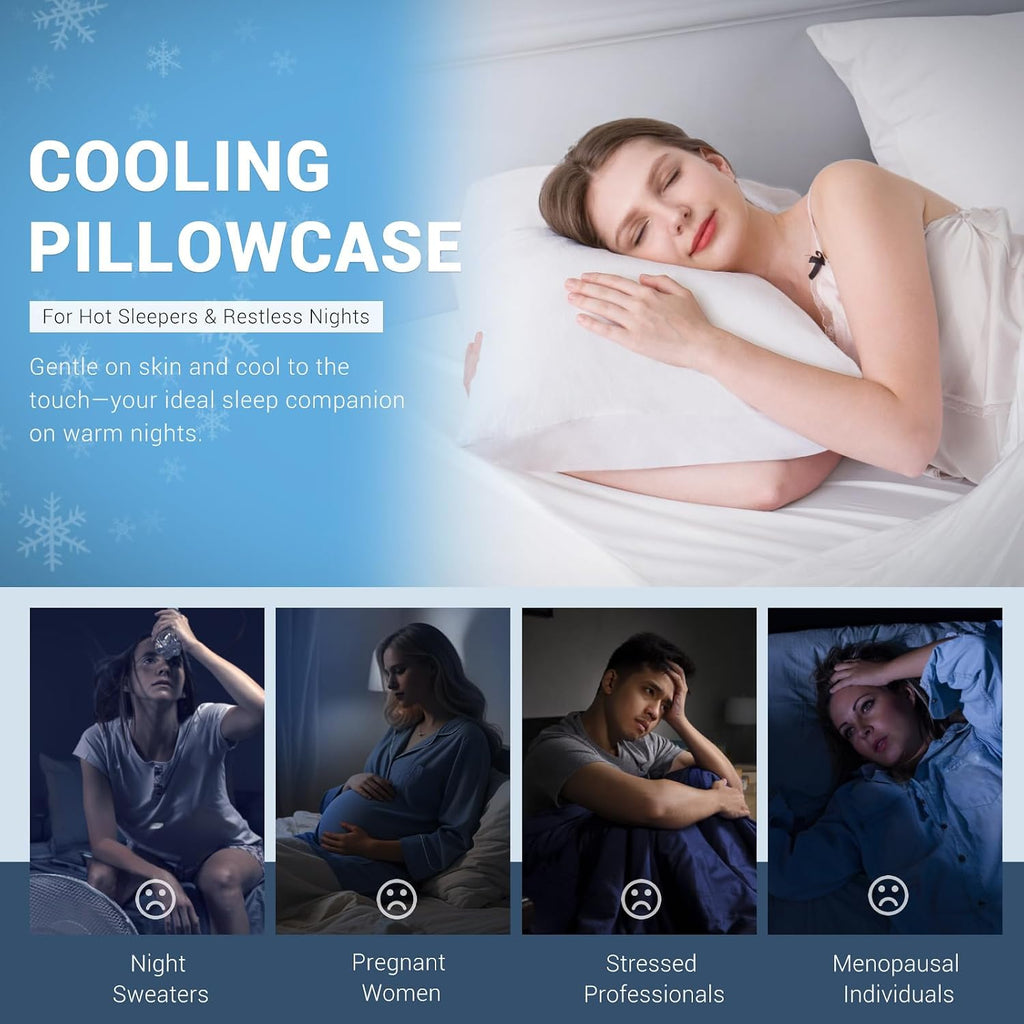 Elegear Cooling Pillow Cases for Hot Sleepers, Japanese Q-Max 0.5 Cooling Pillowcases, Both Sides[Cooling/Cotton], Breathable Soft Pillowca…