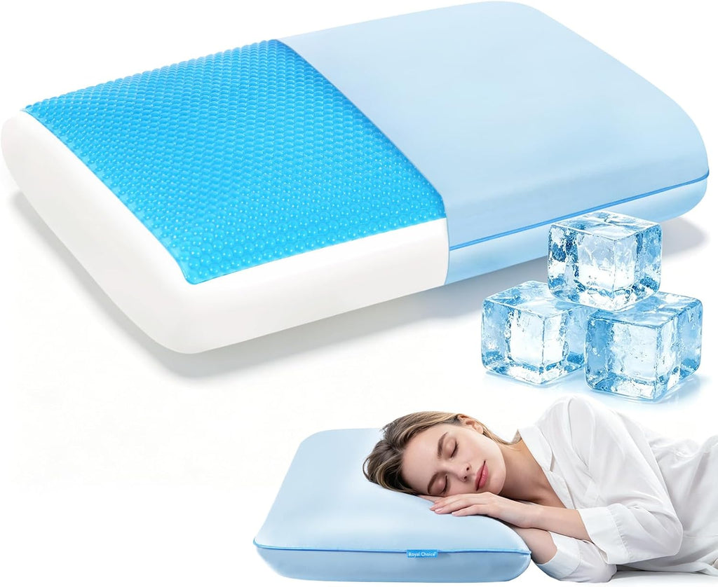 Royal Choice Cooling Gel Pillow for Hot Sleepers, Cold Memory Foam Pillows for Sleeping, Supportive Bed Pillow for Side Back&Stomach…