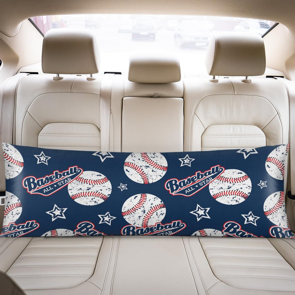 Sports Baseball Body Pillow Covers Decorative Soft Bedding Satin Pillowcase with Zipper Closure Cooling Breathable Long Pillow Case-21"x 54"