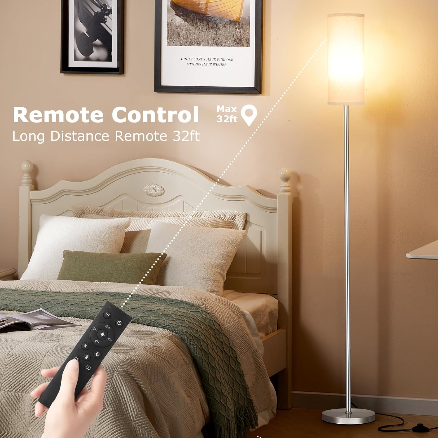 Ambimall 64'' Floor Lamps for Living Room with Remote Control and Stepless Dimmable Colors Temperature & Brightness, 9W Bulb…