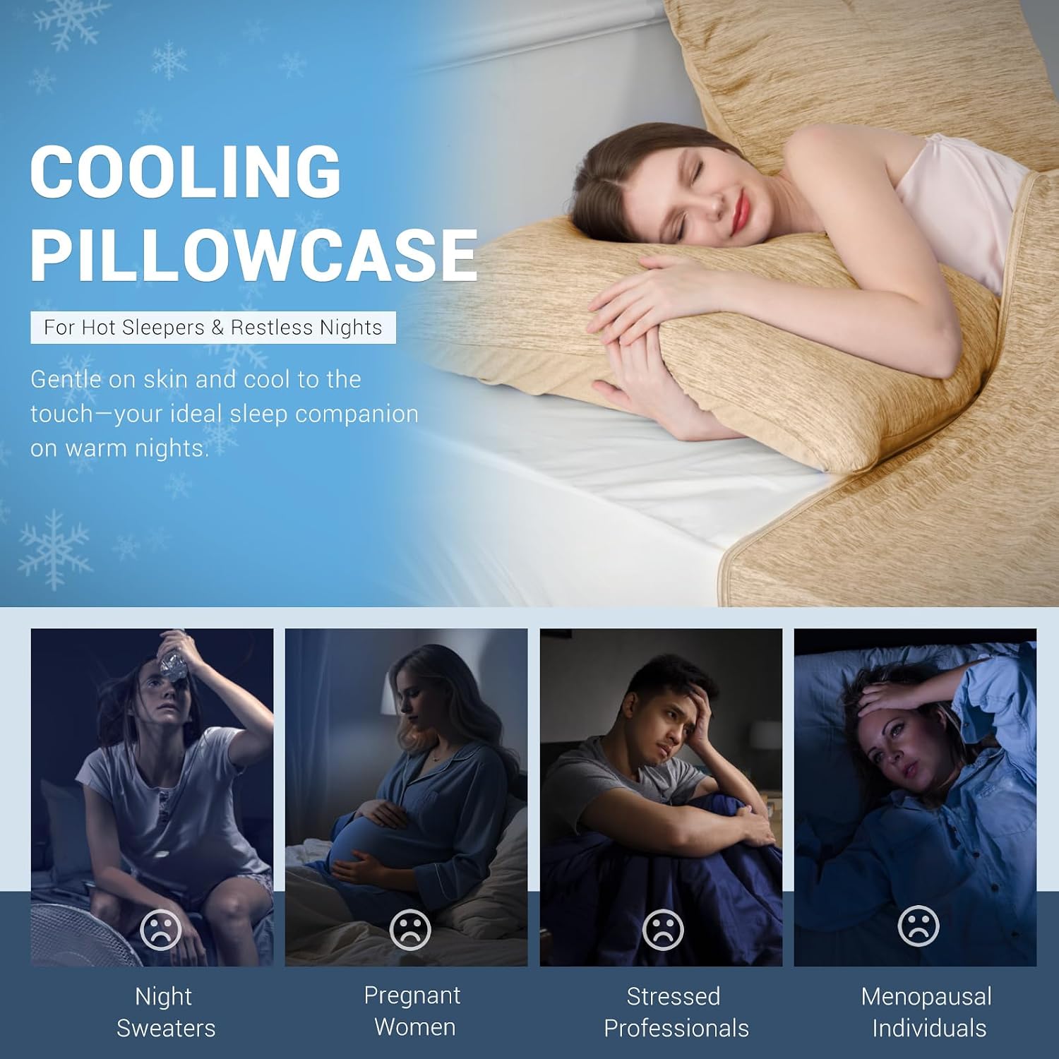 Elegear Cooling Pillow Cases for Hot Sleepers, Japanese Q-Max 0.5 Cooling Pillowcases, Both Sides[Cooling/Cotton], Breathable Soft Pillowca…