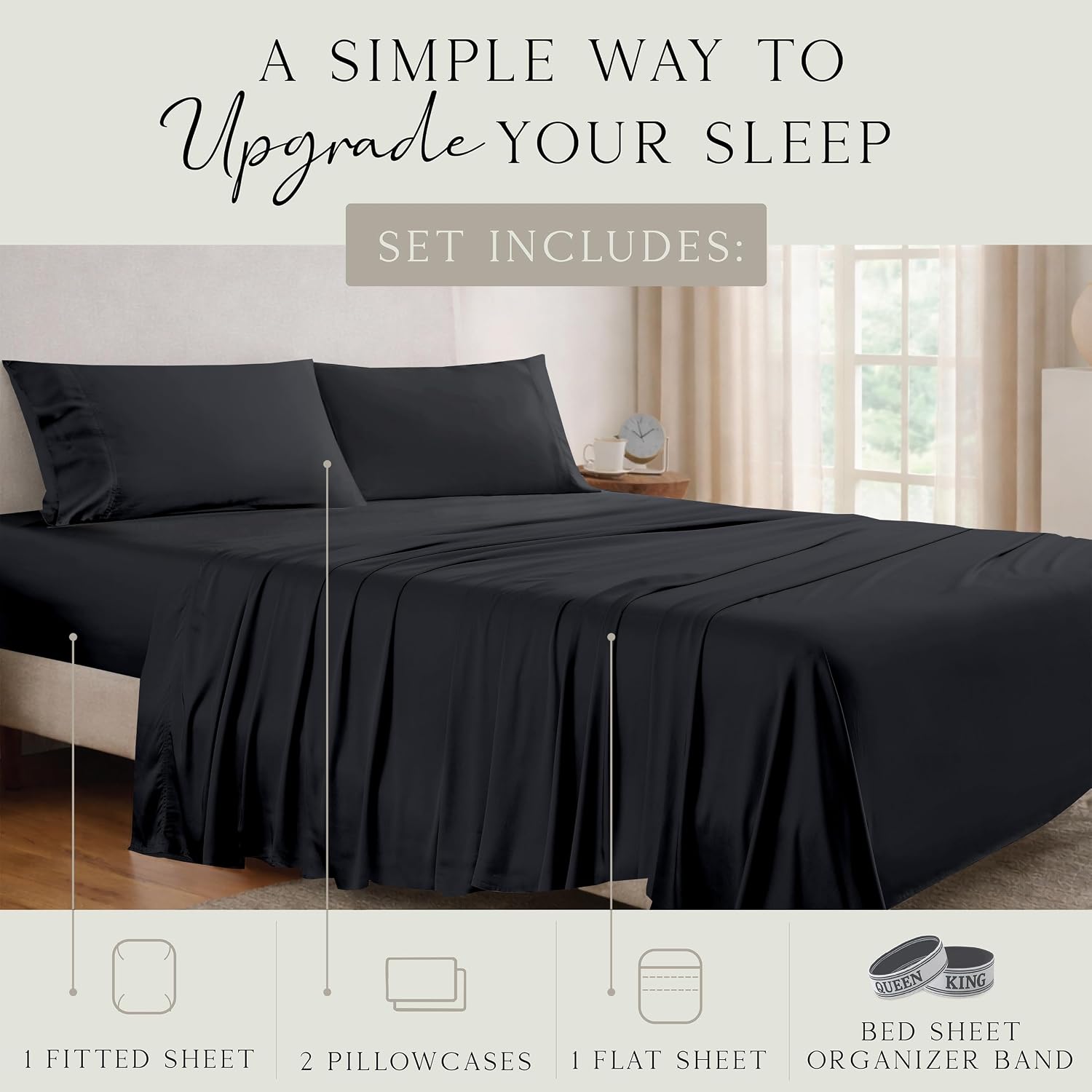 KARISSA MAE Pure Viscose from Bamboo California King Size Sheet Set | 100% FSC Certified | Luxuriously Soft | Cooling | 18" Deep Pocket…