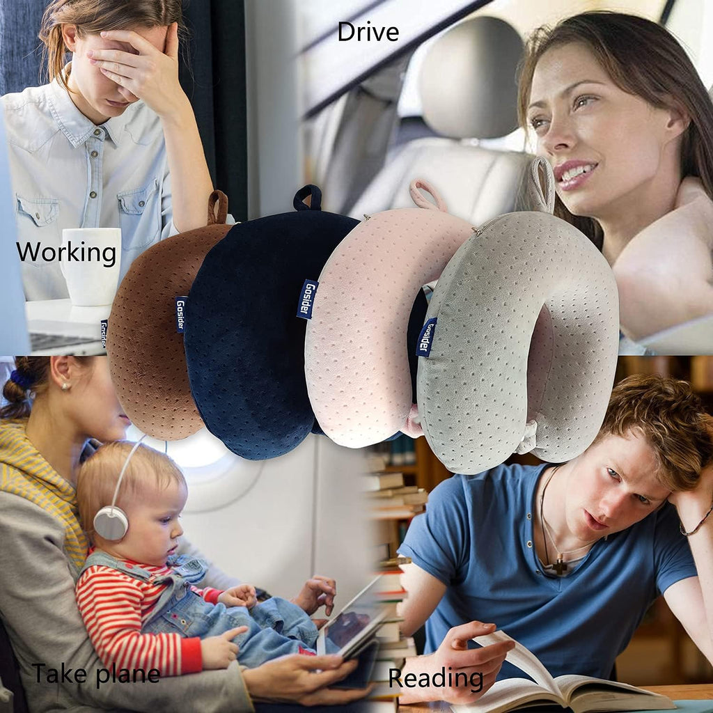 Neck Pillows for Sleeping Travel Pink Travel Pillow Comfortable U Shape Memory Foam Pillows Neck and Head Support Portable Travel Neck…