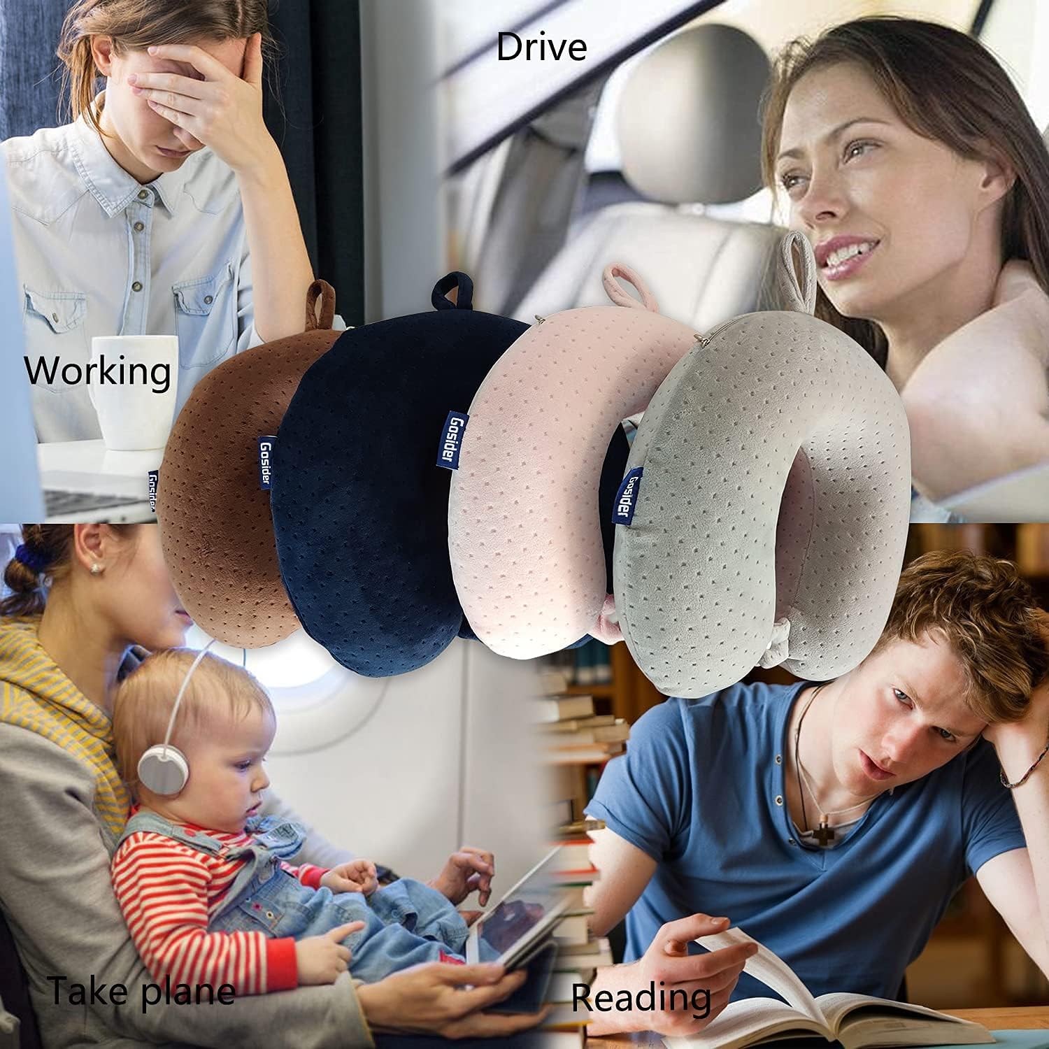 Neck Pillows for Sleeping Travel Pink Travel Pillow Comfortable U Shape Memory Foam Pillows Neck and Head Support Portable Travel Neck…