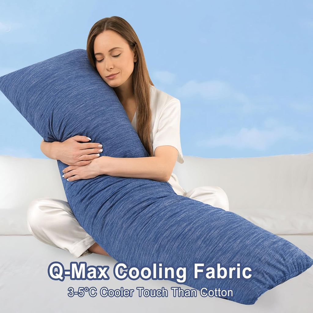 Dwcn Memory Foam Body Pillow – Cooling Breathable & Supportive Full Length Pillow for Side Sleepers, Pregnancy, Leg & Back, 20x54 Inch Blu…