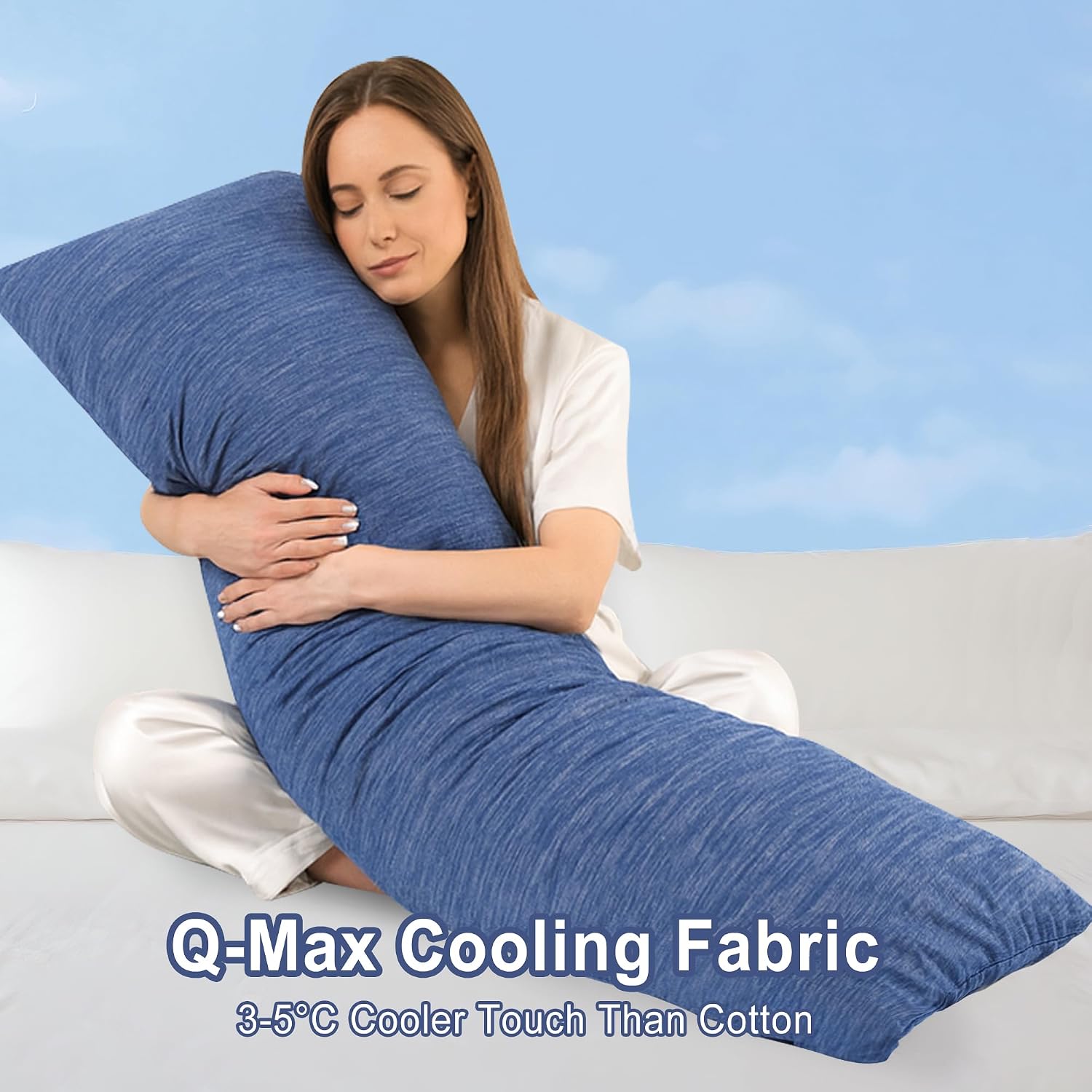 Dwcn Memory Foam Body Pillow – Cooling Breathable & Supportive Full Length Pillow for Side Sleepers, Pregnancy, Leg & Back, 20x54 Inch Blu…