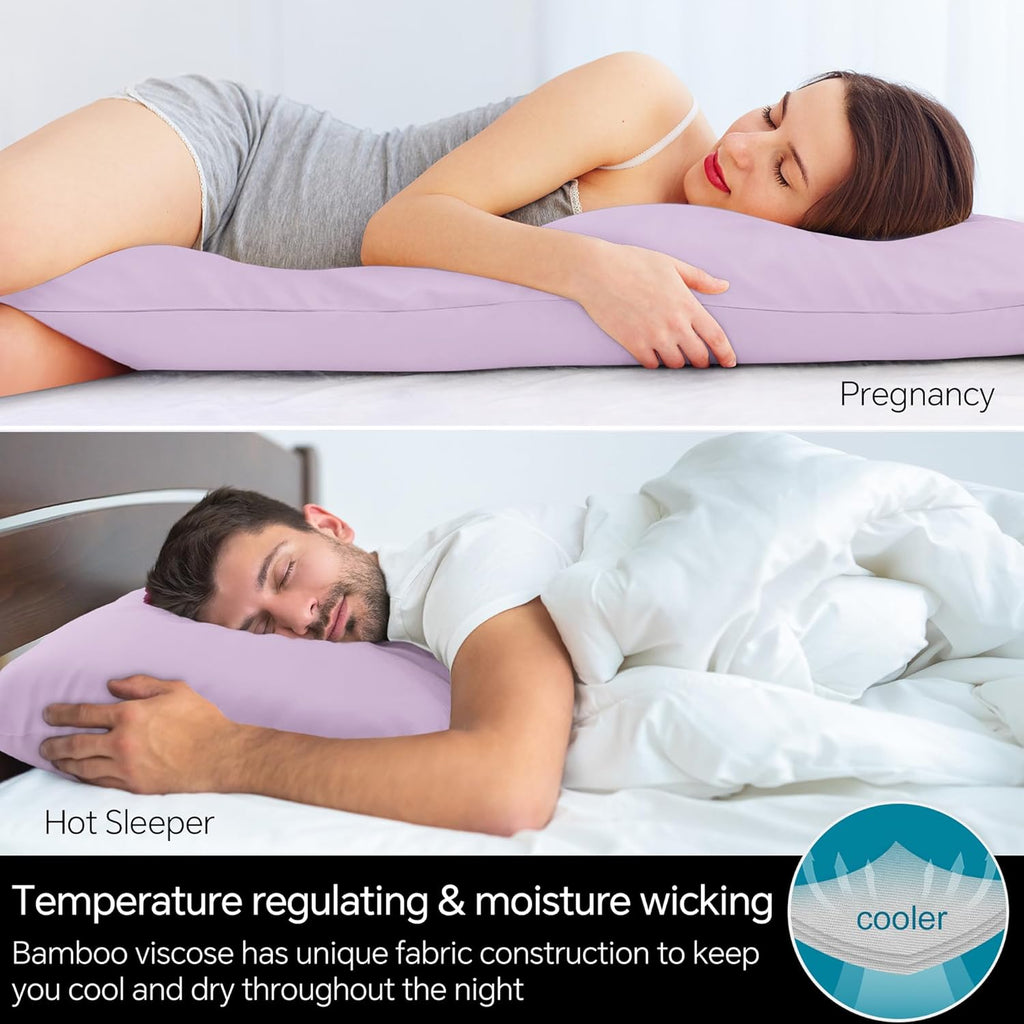 Bedelite Body Pillow Case Cover, Rayon Made from Bamboo, Cooling Body Pillow Cover for Hot Sleepers and Night Sweats, Breathable & Silky So…