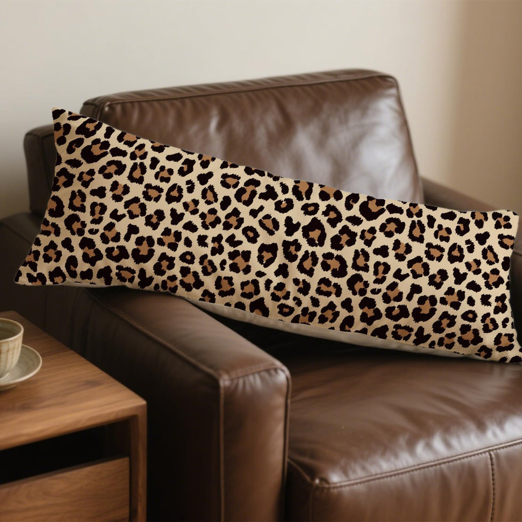 Trendy Leopard Print 20x54 Body Pillow Cover, Cheetah Print Room Decor, Girly Bedroom Dorm Decor, Funky Brown Leopard Animal Skin…