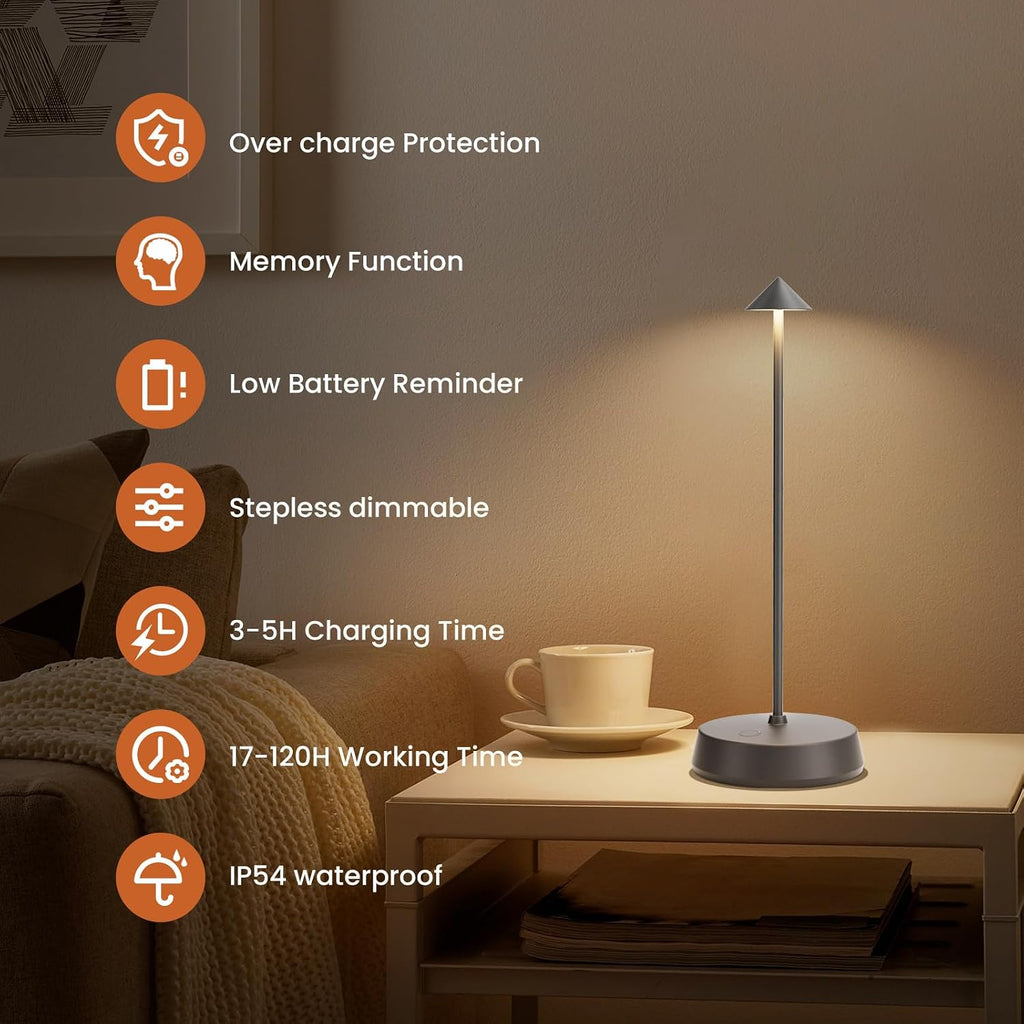 Cordless Table Lamp Rechargeable, Battery Operated 6000mAh Desk Lamp Touch Dimmable Lamp Outdoor Waterproof Portable Wireless Table…