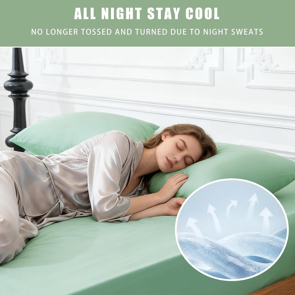 TELUS Cooling Pillowcases King Size 2-Pack, Silky Soft Breathable Pillow Case with Envelope Close, Stay Cool Pillow Cover for Hot…