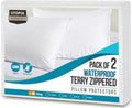 Utopiabedding Utopia Bedding Set of 2 Waterproof Pillow Protectors with Zipper King Size, Terry Pillow Covers, Bed Bug and Dust Mite Proof…