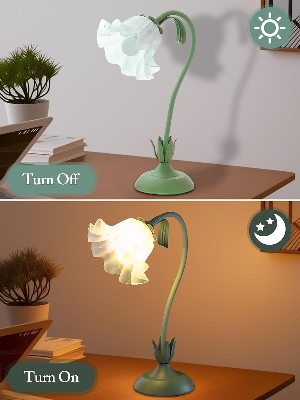AQDZCNF Flower Table Lamp, LED Reading Light Bedside Vintage Flower Night Light,3 Colors Modes Kawaii Bedside Lamps Decor, Living Room…