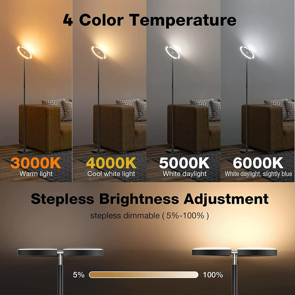 SIBRILLE LED Floor Lamp - Rotatable Standing Lamp with Touch & Remote Control, 3000-6000K, 22W Modern Floor Reading Light, Dimmable…