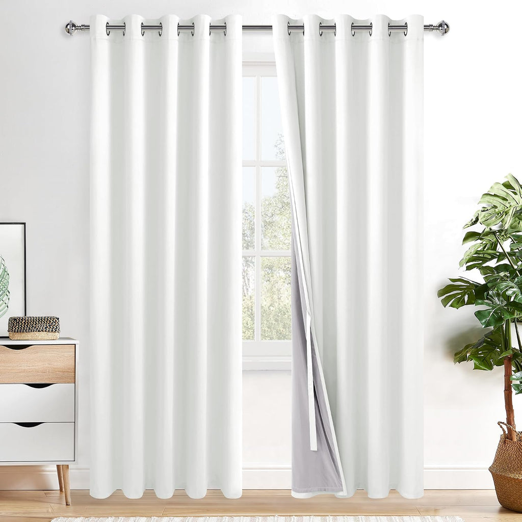 Xwzo 100% Blackout Window Curtains - Thermal Insulated & Completely Room Darkening Black Liner Window Treatment with Tiebacks for Bedroom/L…