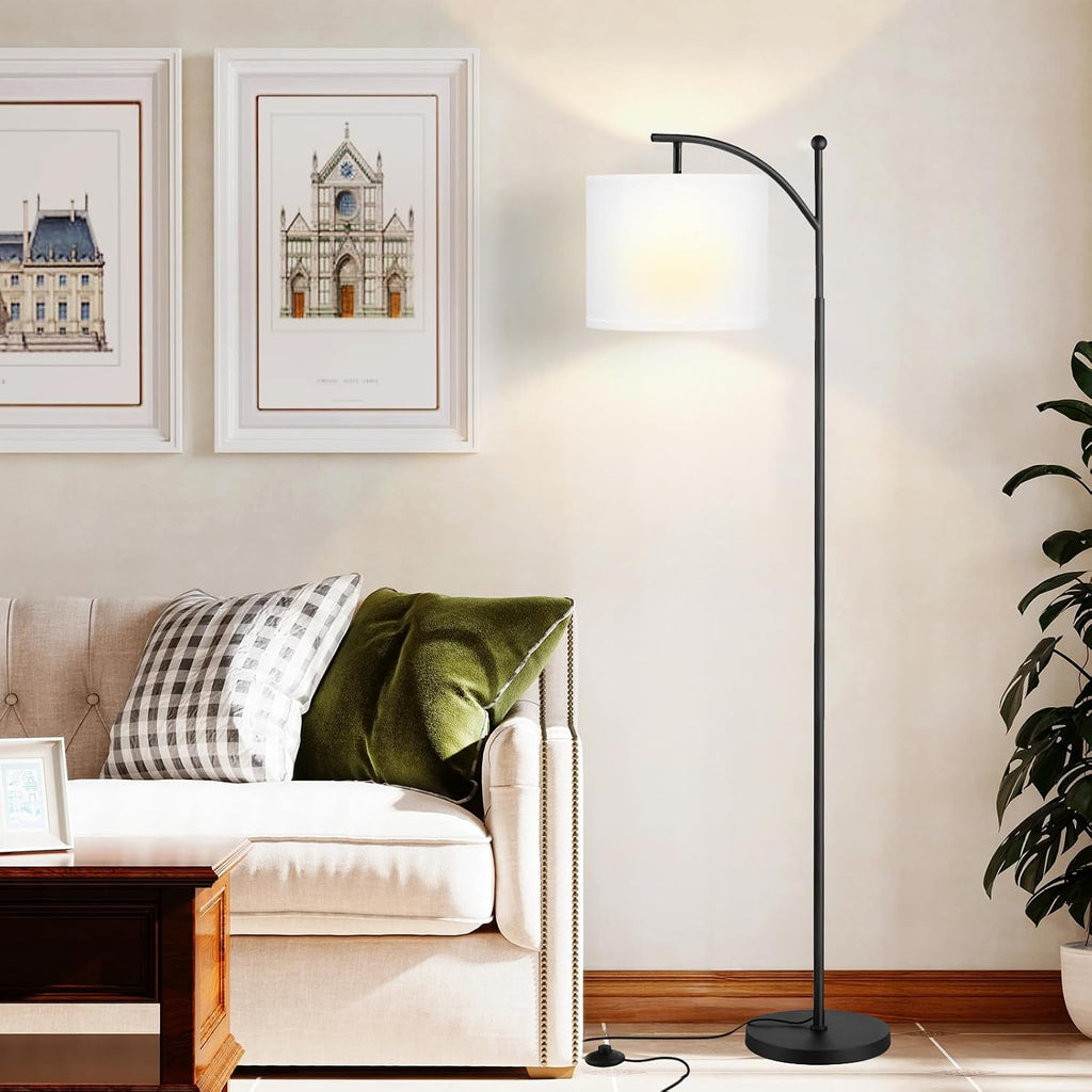 Ambimall 60" Floor Lamp with 3 Color Temperatures, Adjustable White Shade, Black Pole - Tall Lamp for Living Room, Bedroom, Office…
